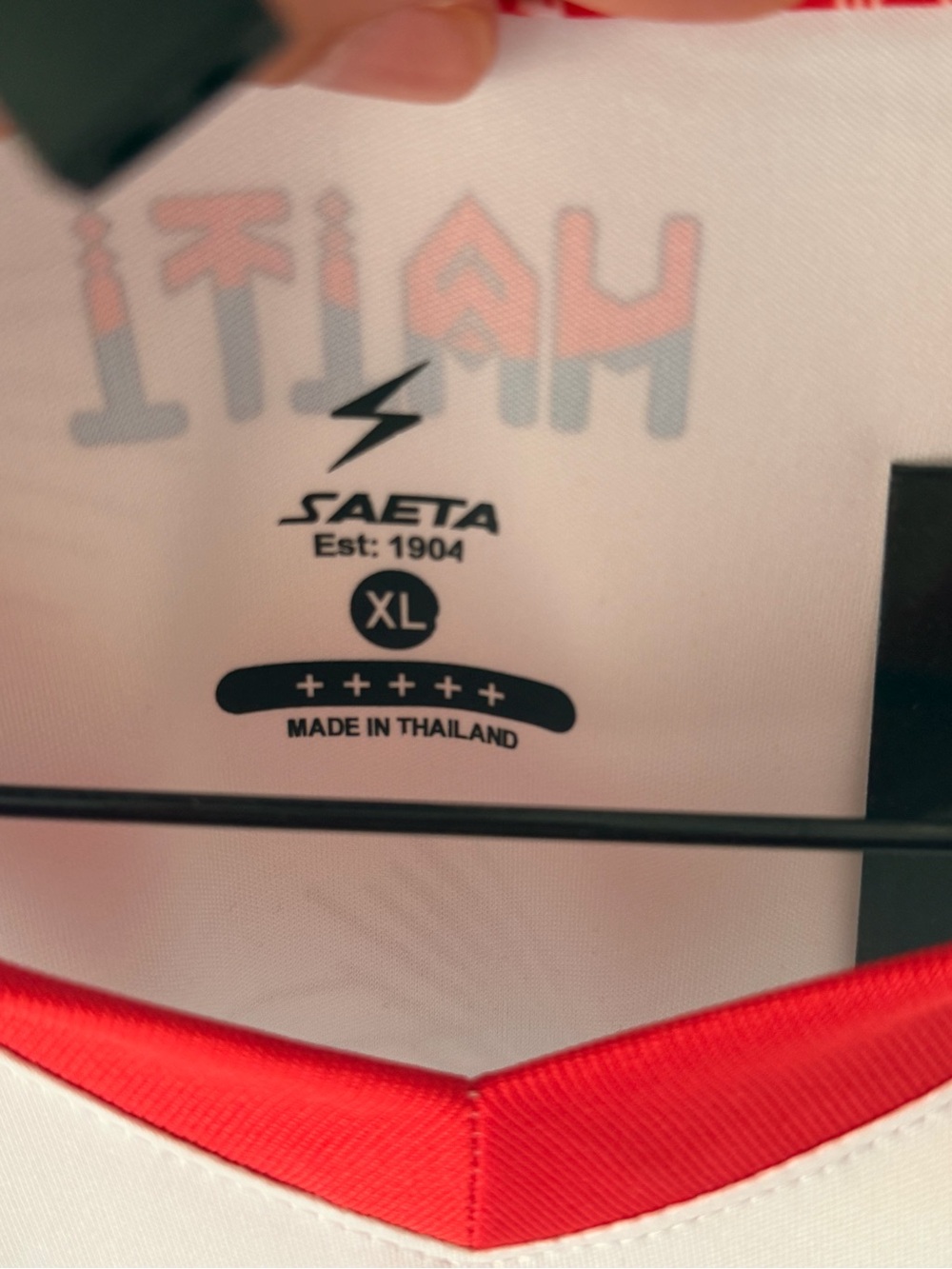2026 official World Cup Haiti Soccer Jersey - White with Red & Blue Accents - Picture 4 of 5